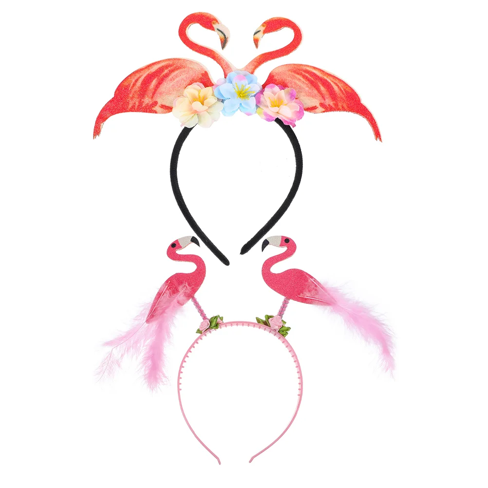 

2pcs Flamingo Headbands Summer Bopper Headdress Carnival Tropical Theme Party Hair Accessories