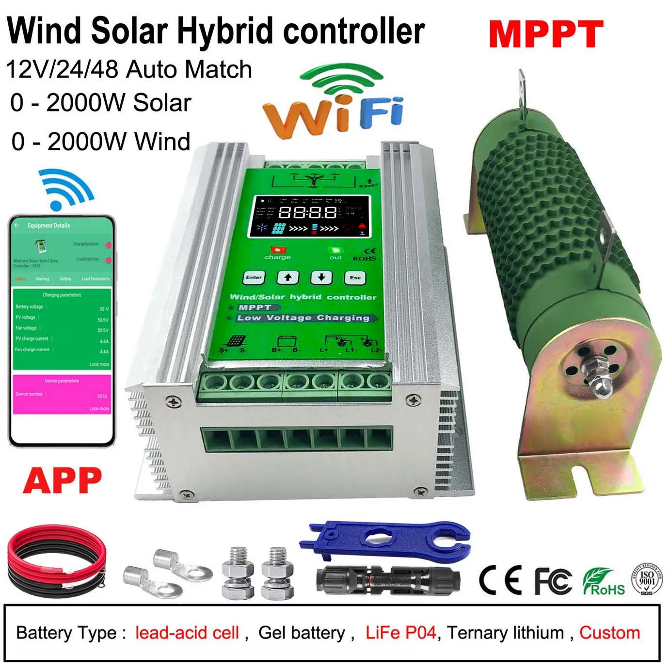 12V 24V 48V 2000W 4000W Hybrid Wind Solar Charge Controller MPPT Battery Equalizer 160A 80A For Lifepo4 Lithium other Battery
12V 24V 48V 2000W 4000W Hybrid Wind Solar Charge Controller MPPT Battery Equalizer 160A 80A For Lifepo4 Lithium other Battery