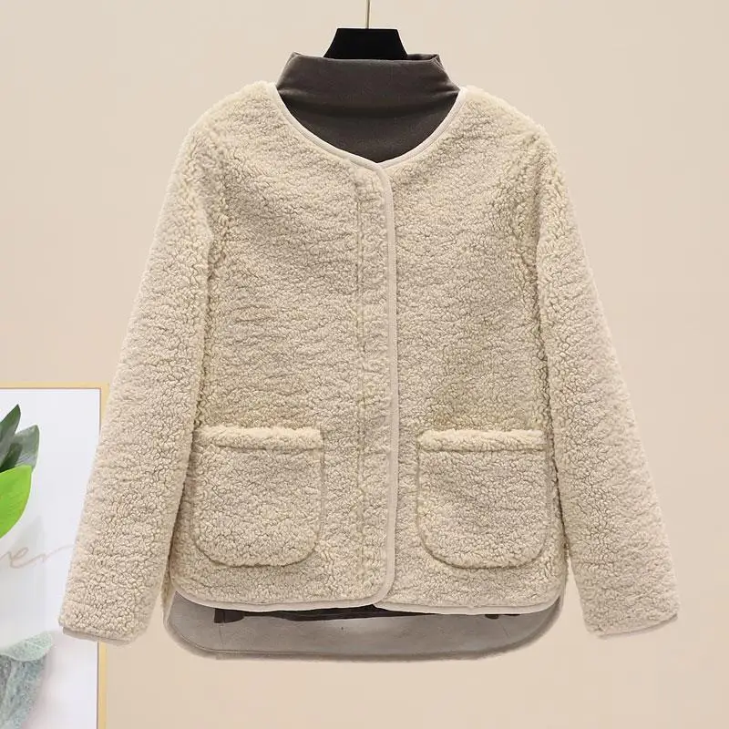 2023 autumn and winter new imitation wool coat round neck long sleeve short jacket casual thick zipper long sleeve coat
2023 autumn and winter new imitation wool coat round neck long sleeve short jacket casual thick zipper long sleeve coat