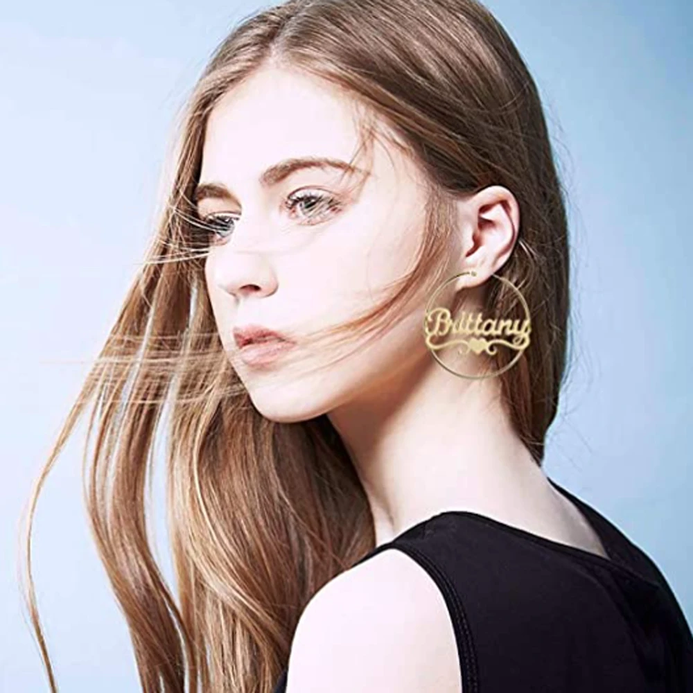 Personalized Custom Name Women Fashion Drop Earring Stainless Steel Round Nameplate Dangle Earring Jewelry Gift Brincos Feminino
Personalized Custom Name Women Fashion Drop Earring Stainless Steel Round Nameplate Dangle Earring Jewelry Gift Brincos Feminino