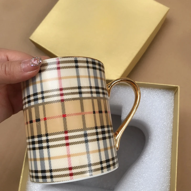 

High-End Luxury Bone China Mark Cup Coffee Cup Home Office Water Glass Tea Cup Classic Gift Box Coffee Mug Mugs Coffee Cups