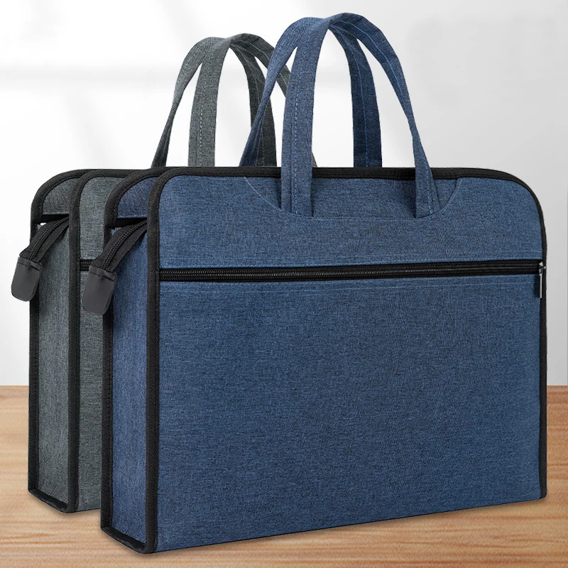 

Портфель мужской многослойный из ткани Оксфорд, повседневная офисная сумка на молнии А4, Вместительная деловая сумка для конференций