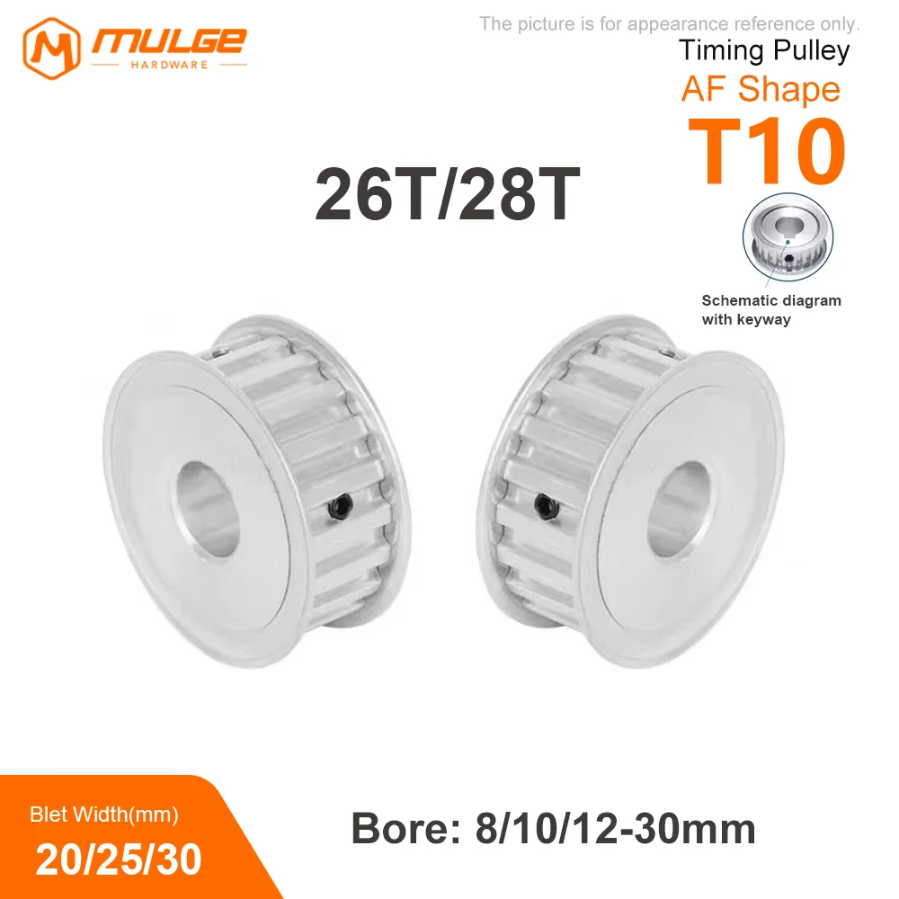 

Timing Pulley T10-26T/28T pore size 8-30mm Alloy Wheels AF Shape Teeth Pitch 10mm Match With T10 Width 20/25/30mm Timing Belt