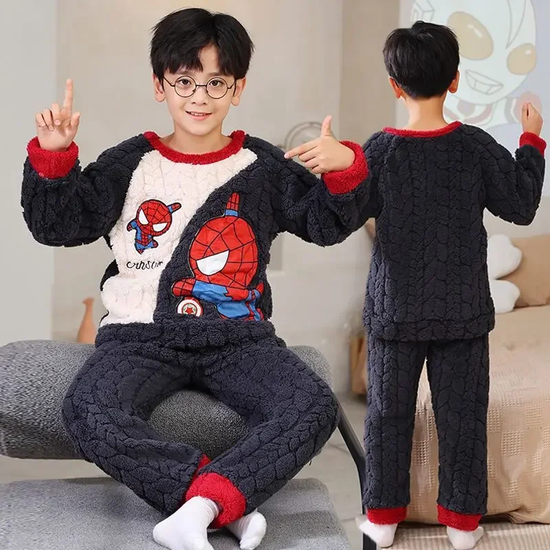 Marvel Avengers Cartoon Spider-Man Children's Autumn and Winter New Flannel Pajamas Two-piece Comfortable Home Clothing Set
Marvel Avengers Cartoon Spider-Man Children's Autumn and Winter New Flannel Pajamas Two-piece Comfortable Home Clothing Set