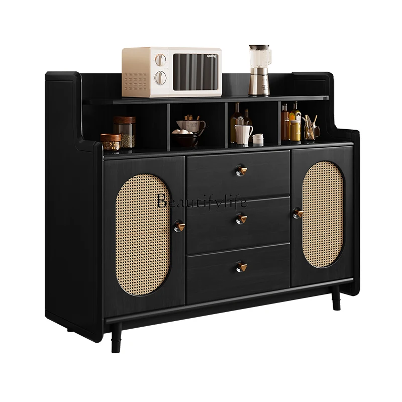Rattan Woven Solid Wood Dining Side Storage Integrated Wall Home Retro Black Tea Cabinet
Rattan Woven Solid Wood Dining Side Storage Integrated Wall Home Retro Black Tea Cabinet
