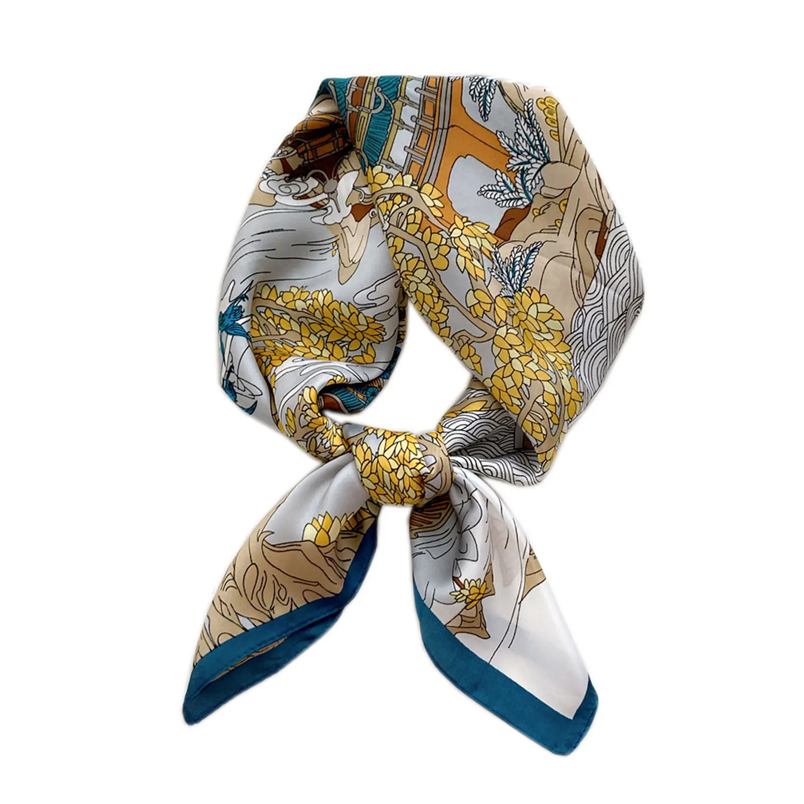 

Girls Square Silk Like Head Scarf Luxury Design Women's Fashion Neck Scarf Silk Feeling Scarf for Hair Wrapping 70*70cm