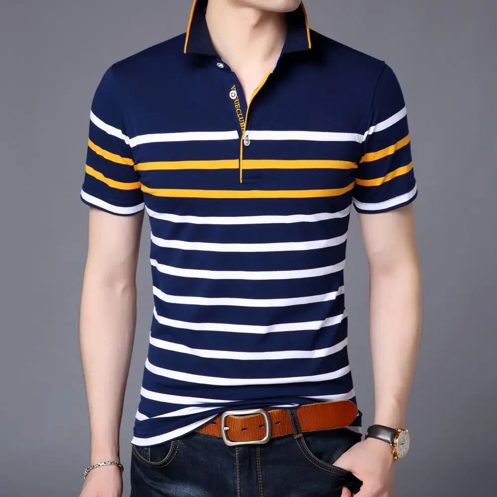 

COODRONY контрастная полосатая рубашка поло с коротким рукавом мужская одежда летние классические повседневные топы влагопоглощающие дышащие W5555