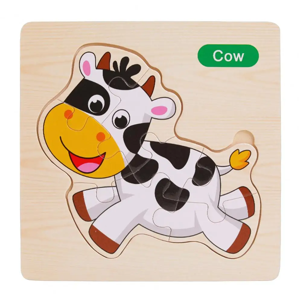 

Wood Cow Bees Puzzle Toy Jigsaw Cartoon Animal Puzzles Intelligence Development Kids Early Educational Cognitive Toys Gift