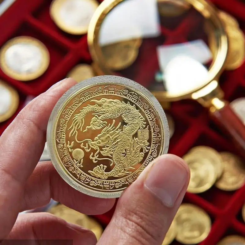 

Памятные монеты на новый год Дракона 2024 года, медали китайского зодиака коллекционные монеты, новогодние монеты