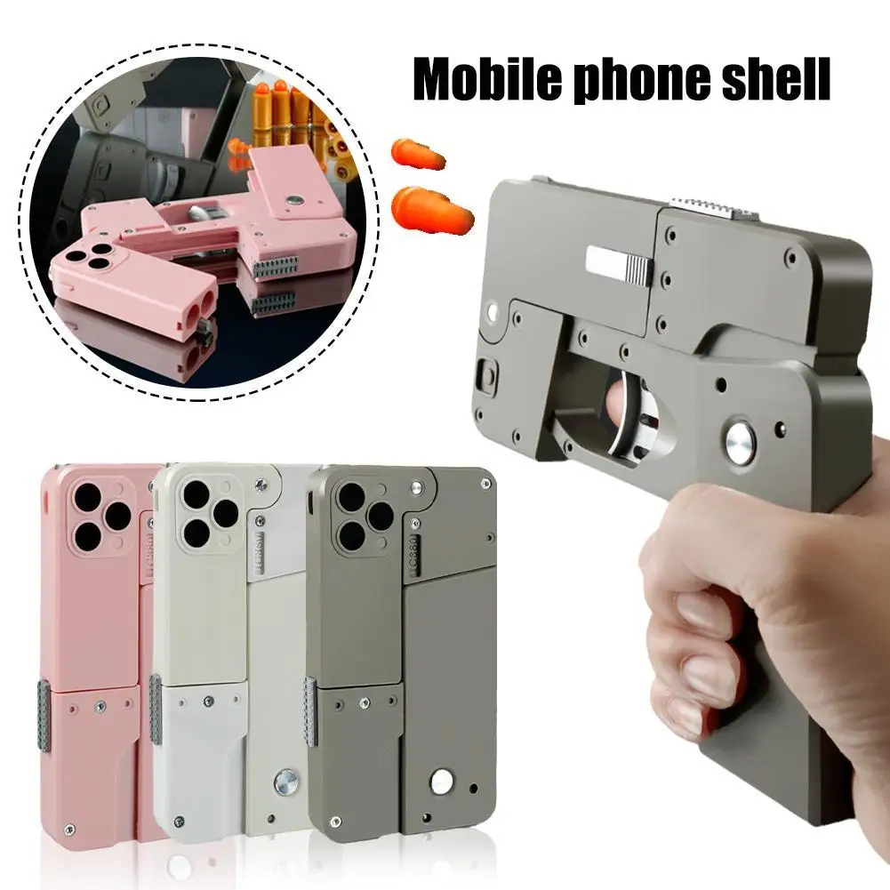 

Creative Folding Toy Guns With Soft Bullet Adult Phone Case Shape Mobile Guns BB Guns Outdoor Sports EVA Toy Accessories