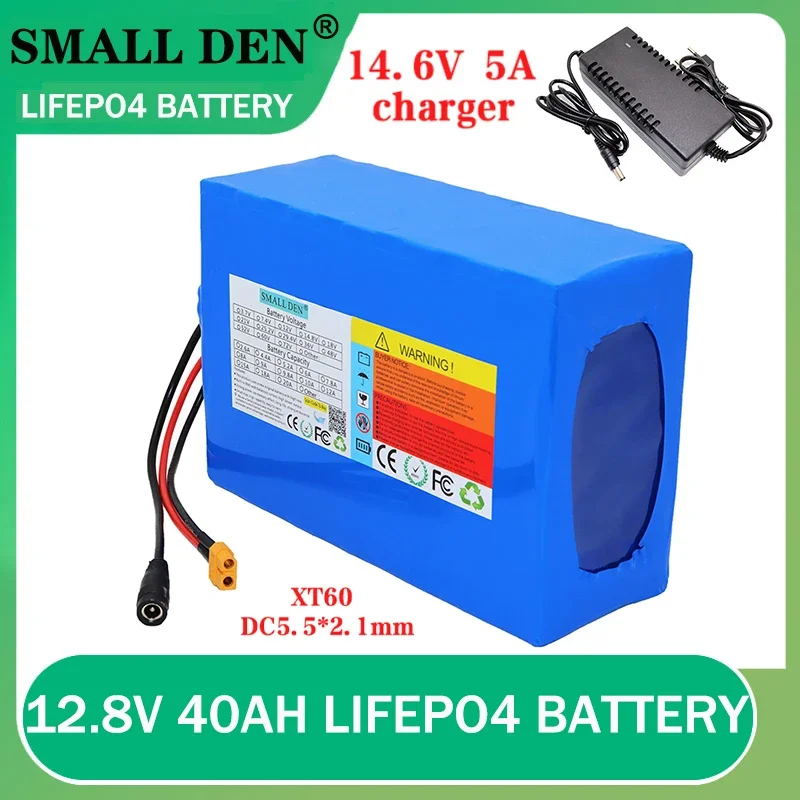 

12.8V 40Ah Lifepo4 battery pack+14.6V 5A charger 4S6P 32700 with 40A same port balanced BMS 12V power supply + charger