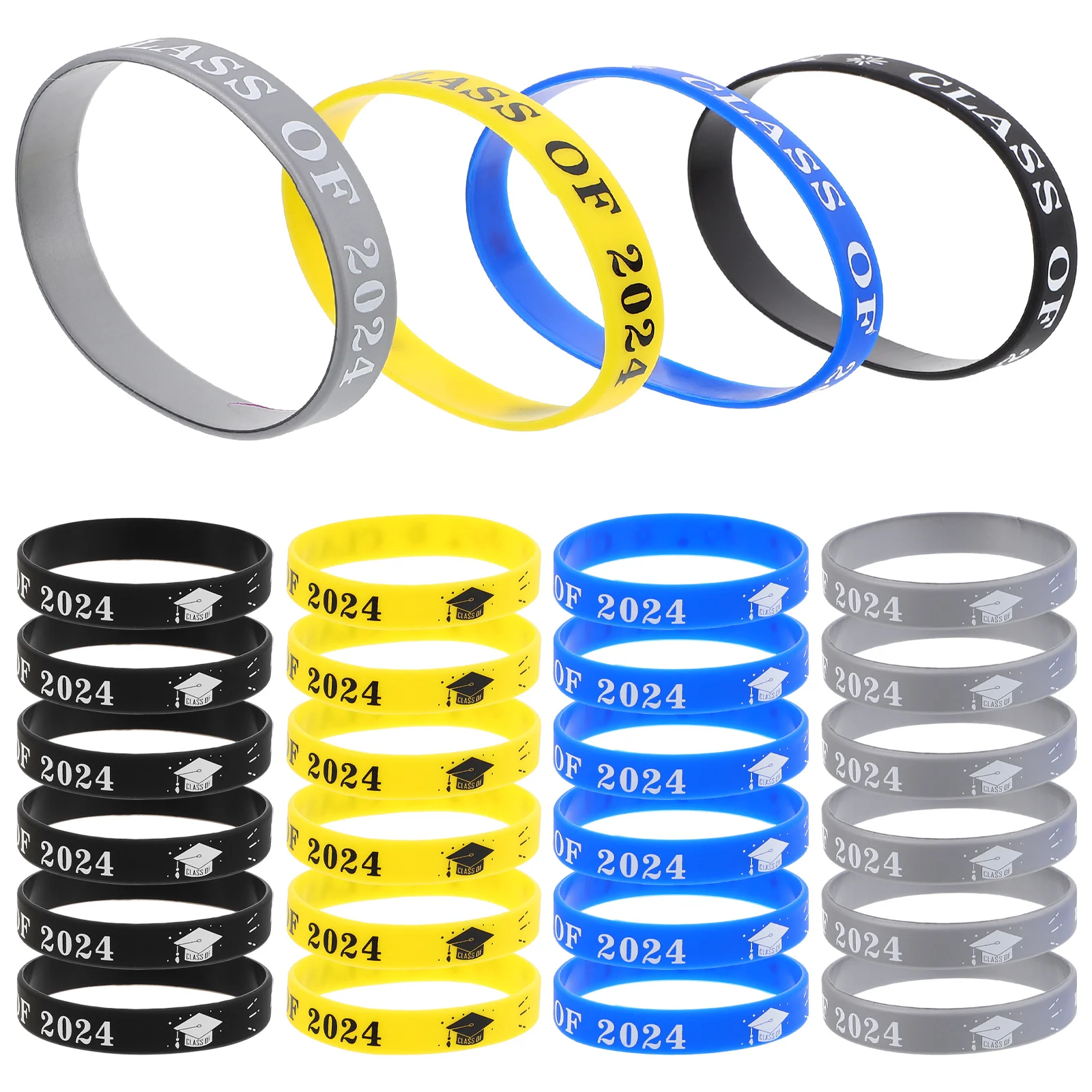 

24 Pcs Graduation Silicone Bracelet Decor for Wristband Class of 2024 Chic Portable Silica Gel Student Party Accessory