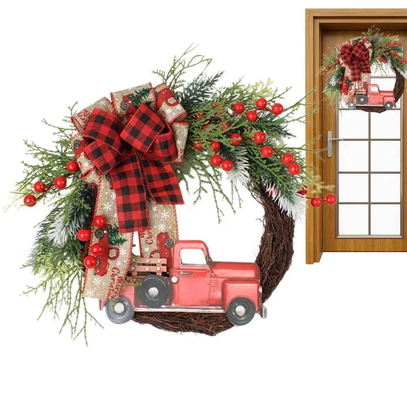

Рождественский венок, фермерский многоразовый искусственный венок, Рождественское украшение для входа, крыльца, входной двери, задние двери, камины