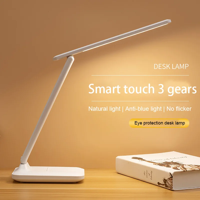 

LED Desk Lamp Touchable Folding 3-Color Stepless Dimming USB Rechargeable Bedside Reading Eye Protection Night Light