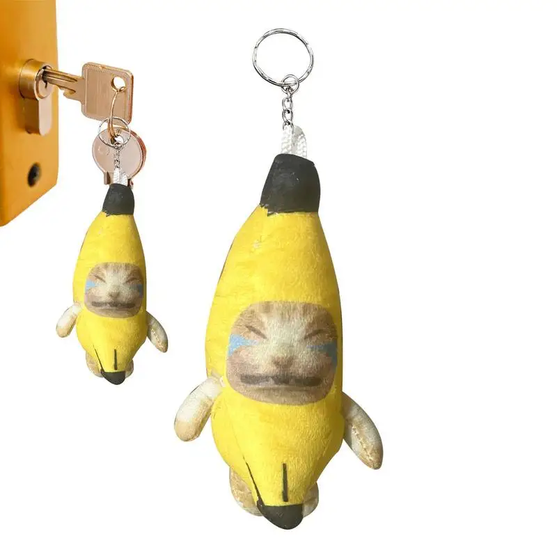 

Funny Banana Cat Chain Plush Pendant Cute Crying Banana Cat Keychain Car Bag Pendant Keyring Accessories Gifts To Classmate