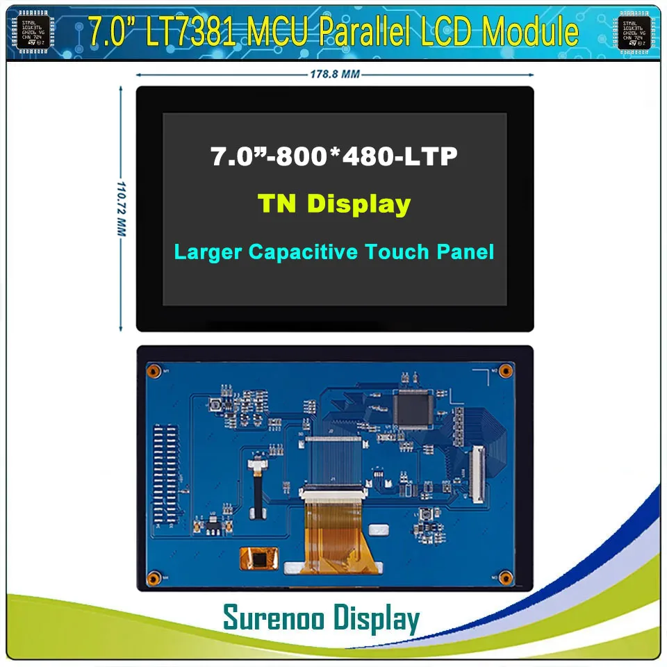 

7.0" inch 800*480 TN 1024*600 IPS LT7381 MCU Parallel TFT LCD Module Display Screen Monitor RTP CTP Capacitive Touch Panel STM32