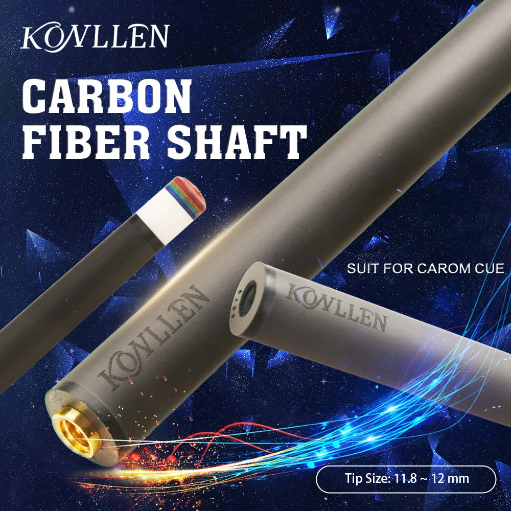 

KONLLEN-Carbon Fiber Billiard Cue Stick Shaft, 3 Cushions, Carom/Libre Cue Stick, Uni-Loc, Radial, 3/8x8 Pin Joint, Single Shaft