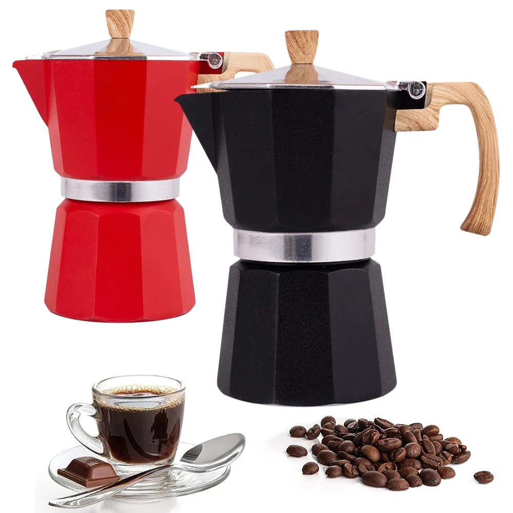 Universal 150ml/300ml Vintage Wooden Handle Espresso Maker Moka Pot Classic Italian Coffee Maker Coffee Brewing Kettle For Home
Universal 150ml/300ml Vintage Wooden Handle Espresso Maker Moka Pot Classic Italian Coffee Maker Coffee Brewing Kettle For Home