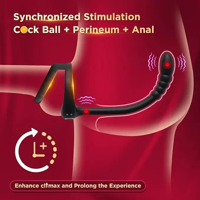 Perles anales vibrantes pour hommes, plug anal, anneau pénien, télécommande d'application, masseur de prostate masculin, jouets sexuels pour adultes 2