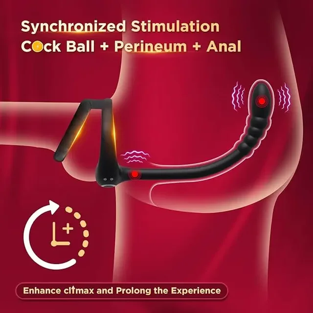 Perles anales vibrantes pour hommes, plug anal, anneau pénien, télécommande d'application, masseur de prostate masculin, jouets sexuels pour adultes 2