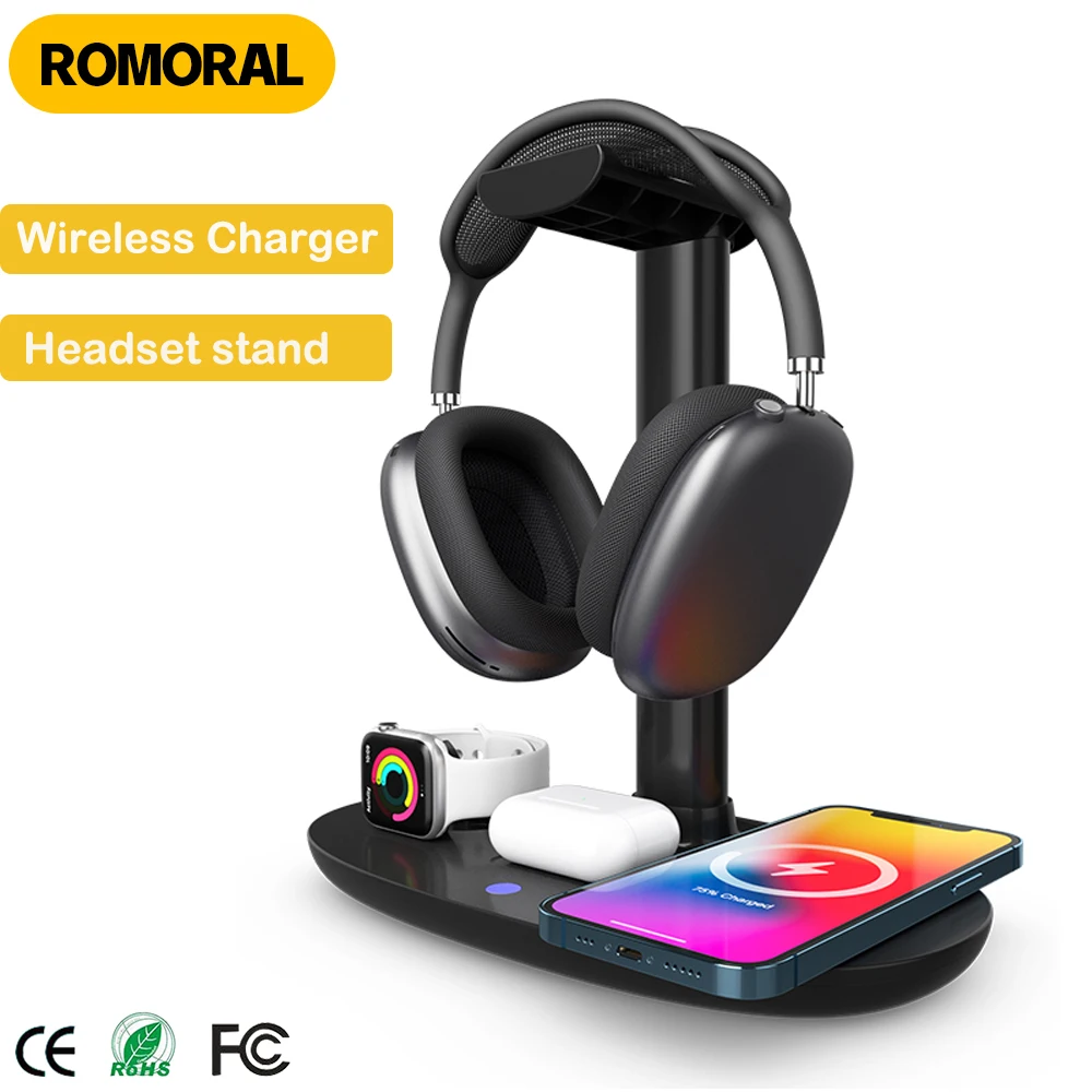 4in1 Gaming Headphone Stand With 15W Qi Wireless Charger Detachable Headset Holder For IOS iPhone Watch Earphone
4in1 Gaming Headphone Stand With 15W Qi Wireless Charger Detachable Headset Holder For IOS iPhone Watch Earphone