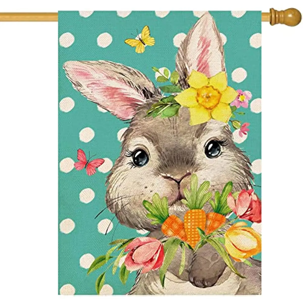 New Easter Bunny House Flag Double Sided Polka Dot Spring Easter Rabbit with Tulips Flowers and Carrots Flags Spring Summer
New Easter Bunny House Flag Double Sided Polka Dot Spring Easter Rabbit with Tulips Flowers and Carrots Flags Spring Summer