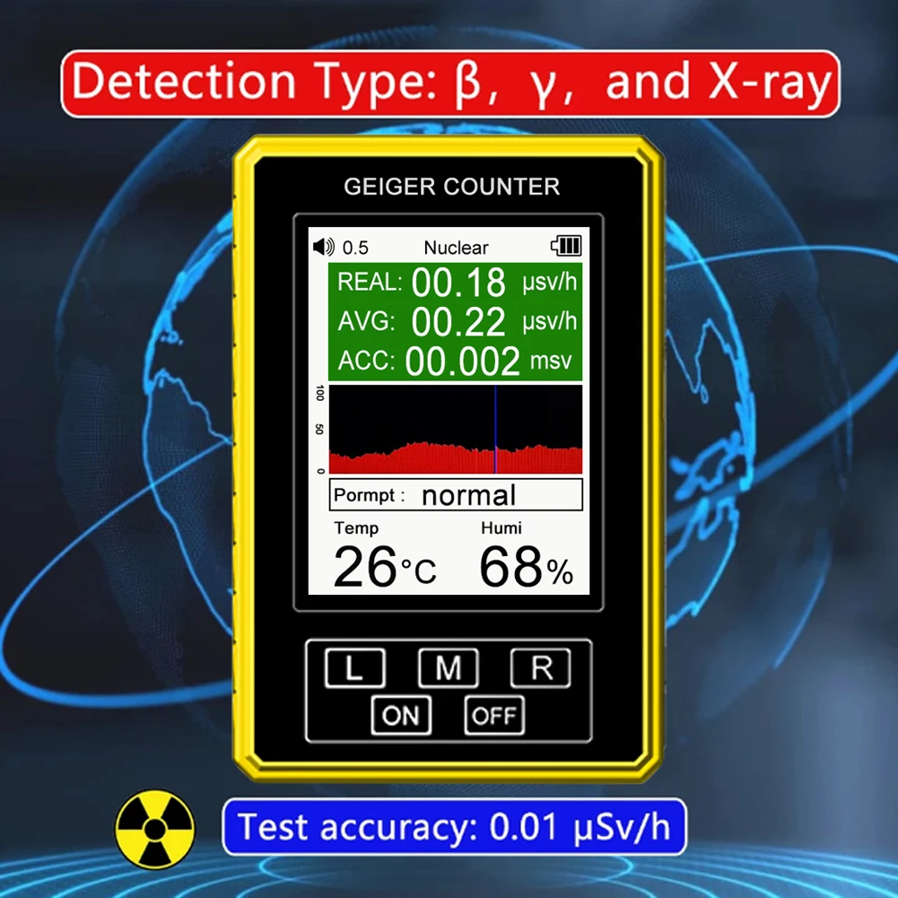 New BR-9C XR-3 PRO Nucleaire Radiation Detector Geiger Counter Humidity Temperature Detector Geigerteller Kleur Scherm Dosimeter
New BR-9C XR-3 PRO Nucleaire Radiation Detector Geiger Counter Humidity Temperature Detector Geigerteller Kleur Scherm Dosimeter