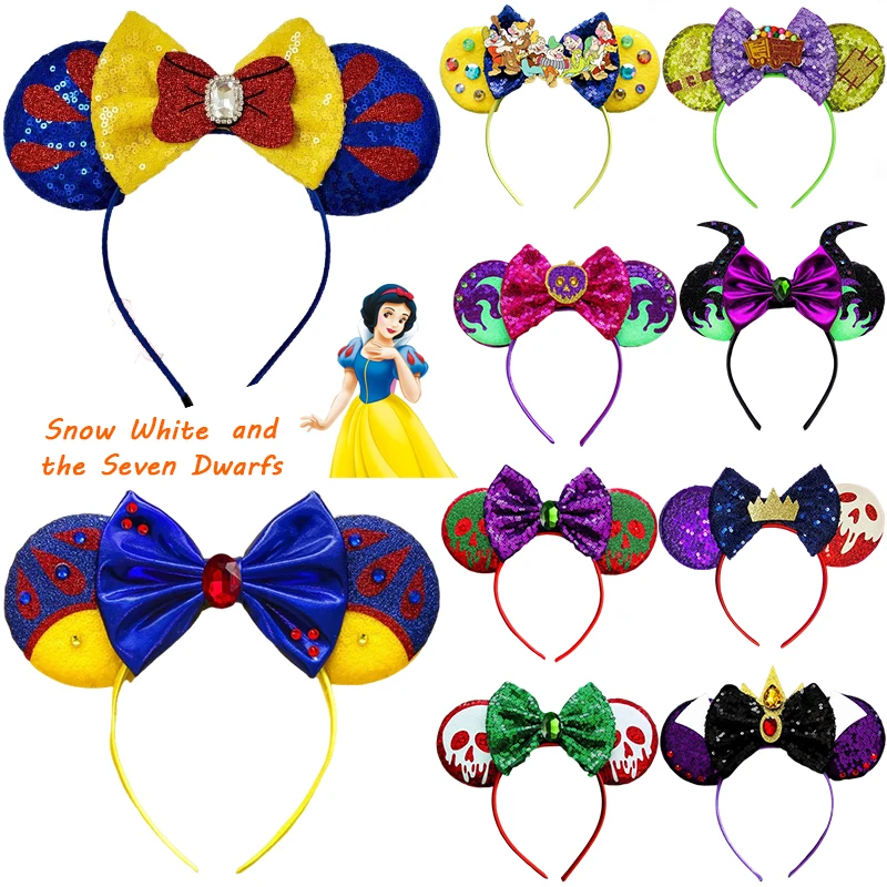 

Disney Princess Snow White Headbands For Women Poison Apple Skeletal Ears Hairband Girl Cosplay Queen Hair Accessories Kids Gift