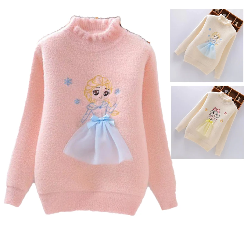 

Cartoon Frozen Knitwear Sweater Anime Queen Elsa Children Top Cute Zara Kids Girls Children Cothes Casual Pullover Sweaters Gift