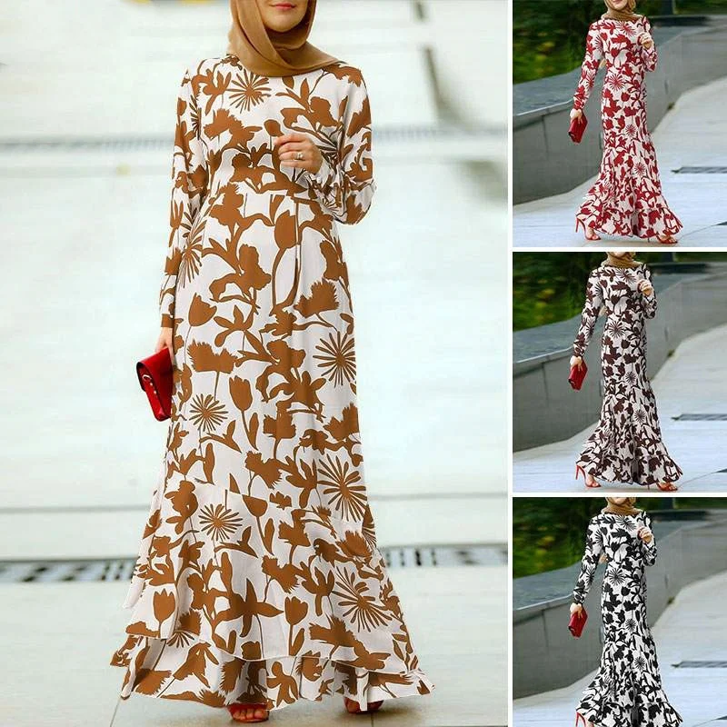 Women Muslim Dress Bohemian Floral Printed Muslim Long Dress Ruffle Hem Dress Gown Women Dress Women Long Robe Dubai
Women Muslim Dress Bohemian Floral Printed Muslim Long Dress Ruffle Hem Dress Gown Women Dress Women Long Robe Dubai
