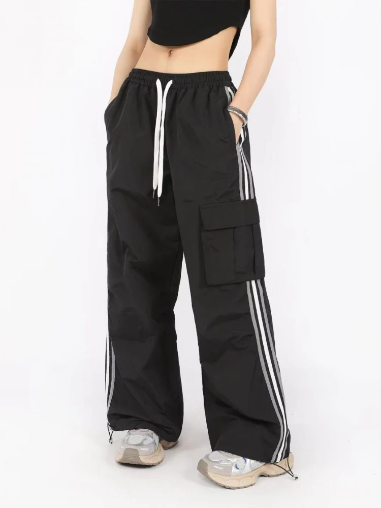 QWEEK Y2K Cargo Pants Women Baggy Vintage High Waist Stripe Sweatpants Casual Loose Drawstring Parachute Jogger Wide Leg Pants
QWEEK Y2K Cargo Pants Women Baggy Vintage High Waist Stripe Sweatpants Casual Loose Drawstring Parachute Jogger Wide Leg Pants