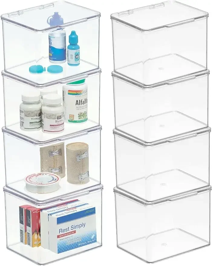 Plastic bathroom storage box with hinged lid, used for cabinets, shelves, cabinets, dressing tables, medicine filling, 8 packs,
Plastic bathroom storage box with hinged lid, used for cabinets, shelves, cabinets, dressing tables, medicine filling, 8 packs,