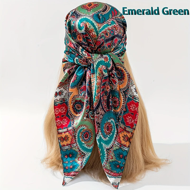

Шаль, Шелковый Атласный квадратный шарф для женщин, Цветочный шейный платок, женская новая повязка на голову, ленты для волос, шейный платок, хиджаб, бандана 2024