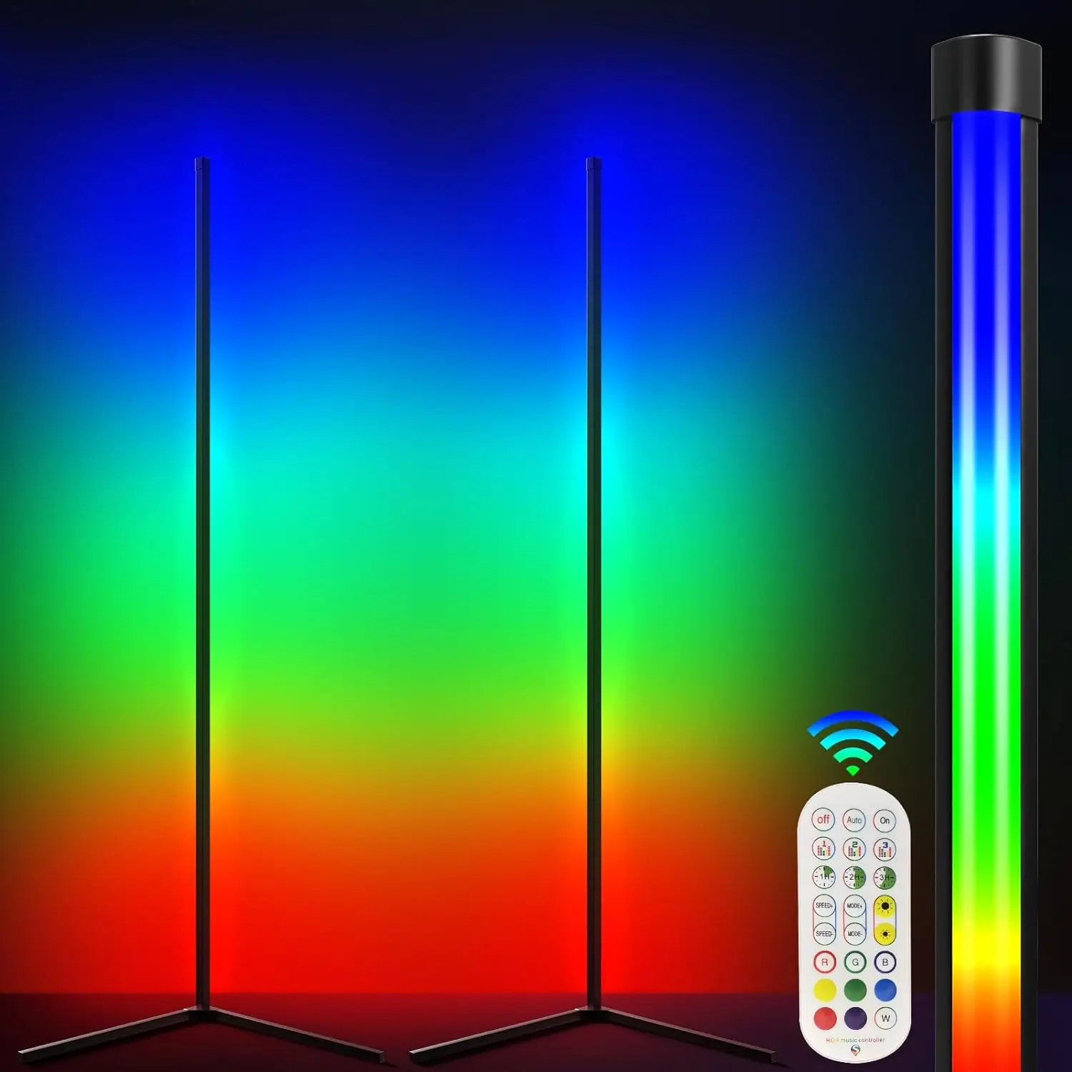 

Pack RGB Corner Floor Lamp, 56" Color Changing Led Corner Lamp with Remote, Music Sync& Timing, Dimmable Modern Mood Lig Noguchi