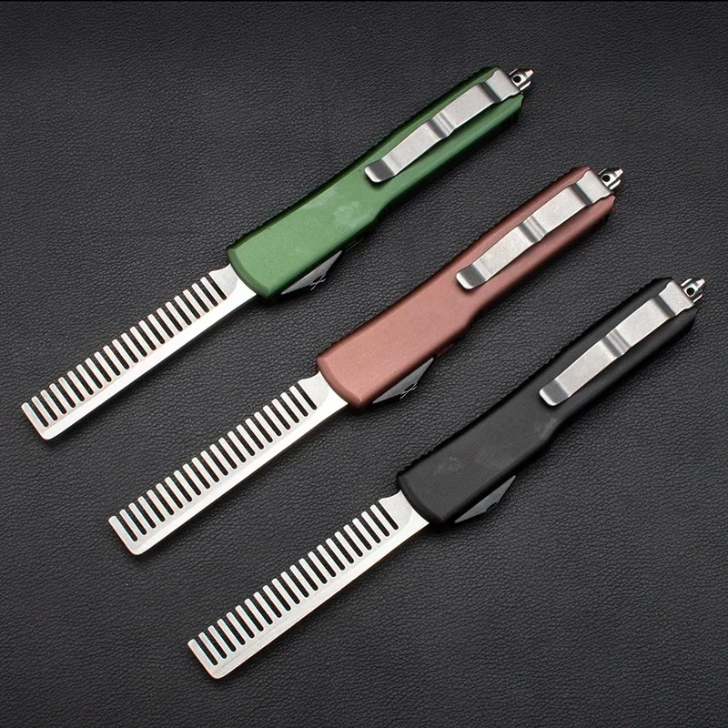 

A51 New Products Micro Technology Stainless Steel Aviation Aluminum Handle Metal Comb Creative Straight Jump Tactical Comb EDC