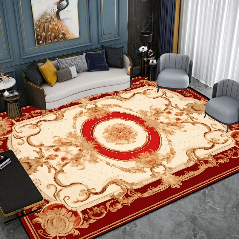 

Red Persian Style Carpet in The Living Room Retro Bohemian Design Rugs for Bedroom Decoration Home Entrance Door Mats Washable