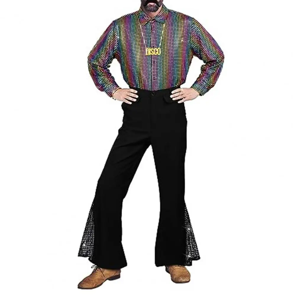 Men 60s Pants Retro Disco Flared Hem Sequin Pants for Men 60s 70s Vintage Costume for Halloween Carnival Music Festivals Button
Men 60s Pants Retro Disco Flared Hem Sequin Pants for Men 60s 70s Vintage Costume for Halloween Carnival Music Festivals Button