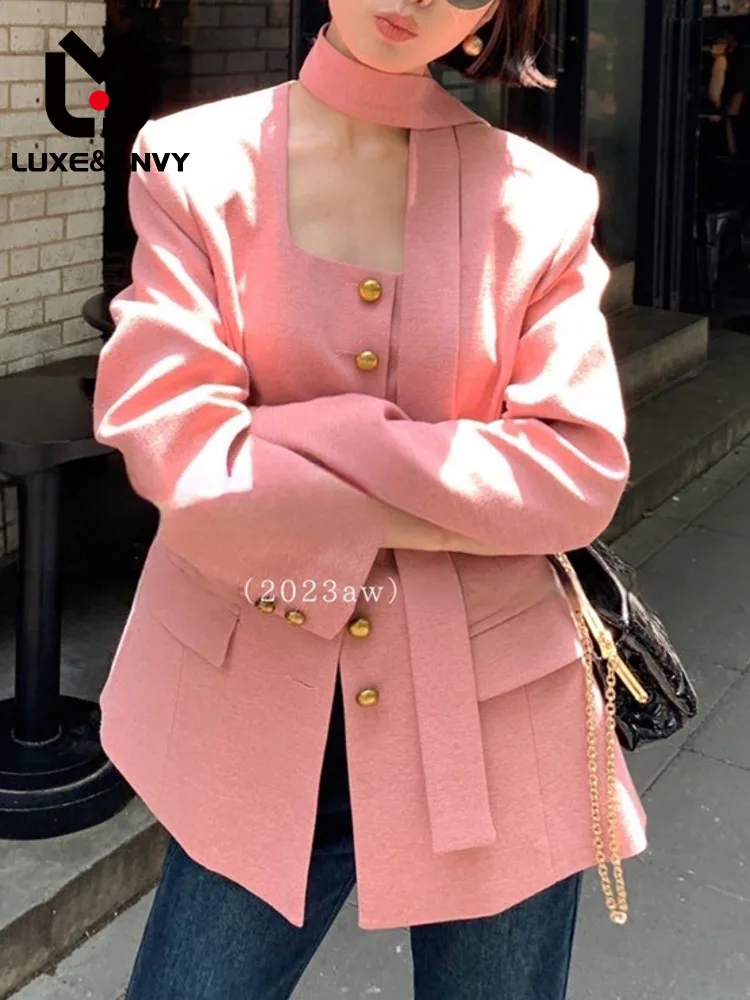 

LUXE&ENVY Design and versatile style square necked suit jacket women autumn. stature
