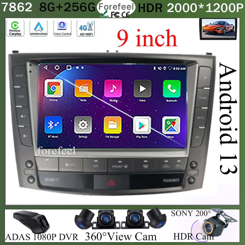 

9 Inch Android For Lexus IS250 IS300 IS200 IS220 2005-2012 Car Radio GPS Multimedia Auto Video Stereo Player Touch QLED Screen