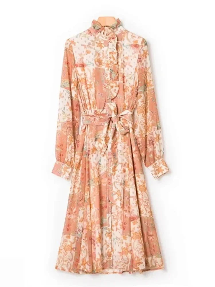 Women's Midi Robes 2023 New Floral Print Ruffles Trim Lace-Up Single Breasted Holiday Sweet Long Sleeve Dress
Women's Midi Robes 2023 New Floral Print Ruffles Trim Lace-Up Single Breasted Holiday Sweet Long Sleeve Dress
