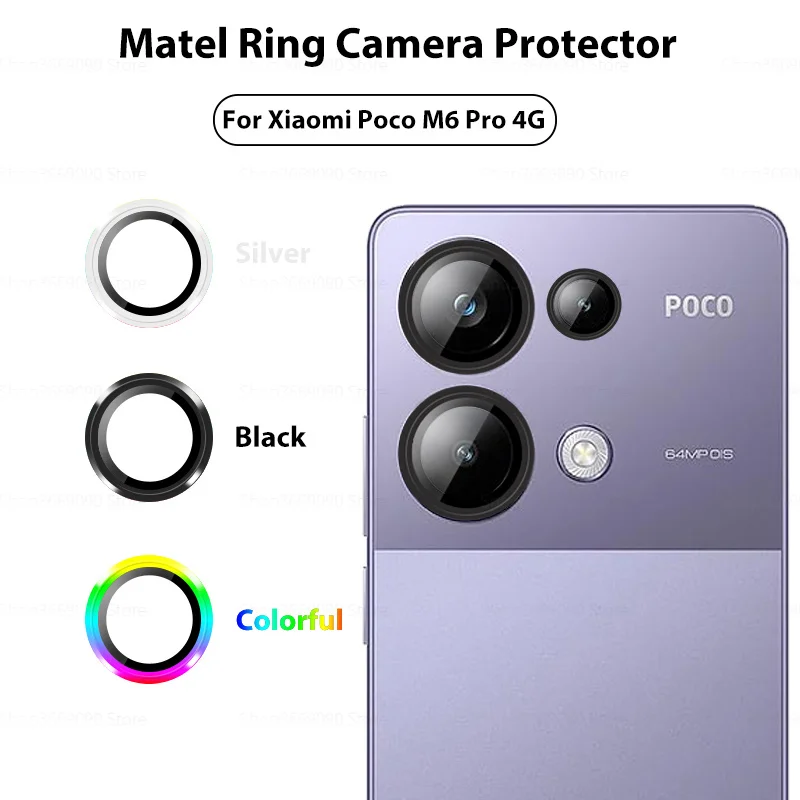 

3D Camera Protector Glass For Xiaomi Poco M6 Pro 4G HD Tempered Glass Lens Metal Rear Ring On Poko Little M6Pro M 6 Pro 6Pro 4G