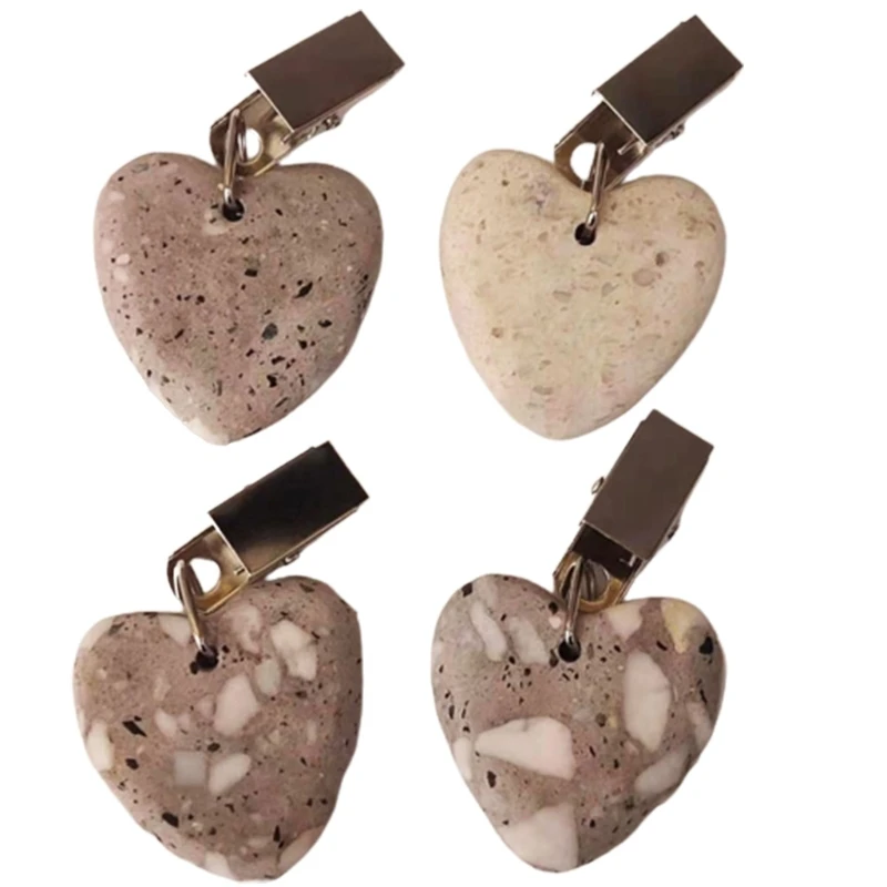 

4 Pcs Marble Heart Heavy Duty Tablecloth Pendants Table Clips for Indoor Outdoor Dropship
