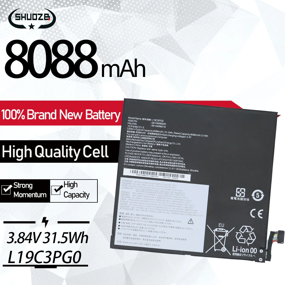 Аккумулятор SHUOZB для ноутбука L19M3PG0, L19C3PG0, для Lenovo SB10W86020, SB10W86018, SB10W86019, SB10W86021, 3,84 в, 8088 Втч, мАч
Аккумулятор SHUOZB для ноутбука L19M3PG0, L19C3PG0, для Lenovo SB10W86020, SB10W86018, SB10W86019, SB10W86021, 3,84 в, 8088 Втч, мАч