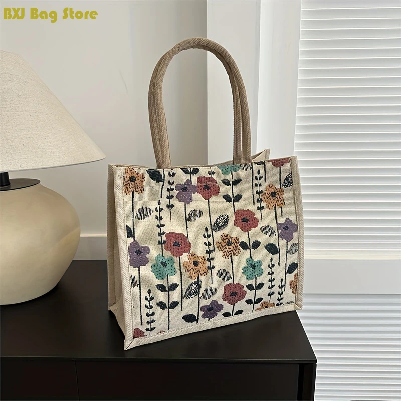 

Large Capacity Tote Designer Handbags For Women Brand Jacquard Embroidery Canvas Shoulder Bag Big Shopper top-handle bags