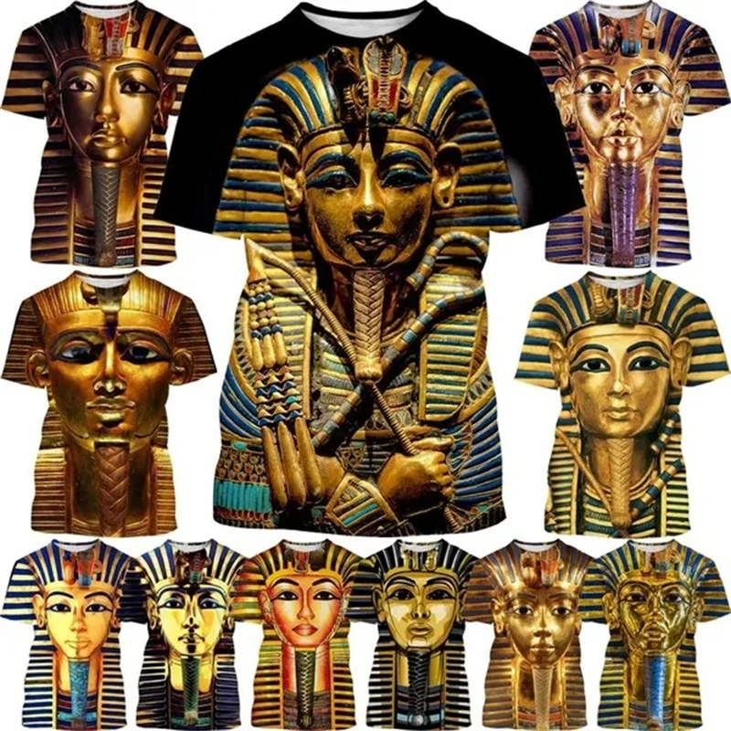 

Hot Sale Big Face King Tut Egypt Egyptian Pharaoh Pyramid 3D Printed Casual T-Shirt Fashion Unisex Cool Street Short-seeved Top