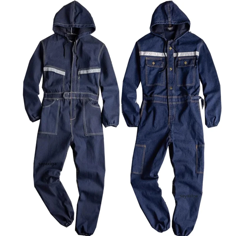 

Denim Coveralls Electric Welding Suit Labor Insurance Clothes Auto Repairman Workwear Mechanic Worker Uniform Hi Vis Safety Suit