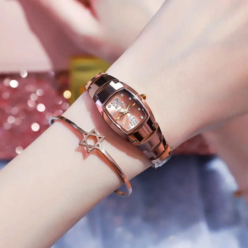 Ladies watch tungsten steel fashion Joker waterproof small square table luxury women watch
Ladies watch tungsten steel fashion Joker waterproof small square table luxury women watch