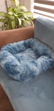Cama de peluche larga rectangular para perro, antideslizante, botón cálido, cojín para cachorro de invierno, alfombra mascota suministros para perro pequeño, mediano y grande