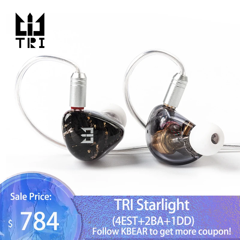 Три Starlight 4EST + 2BA 1DD HIFI наушники гибридные наушники-вкладыши монитора с SONION 2389