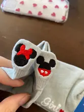 Disney-calcetines con bordado de dibujos animados para mujer, de algodón, finos, de verano, 1 par